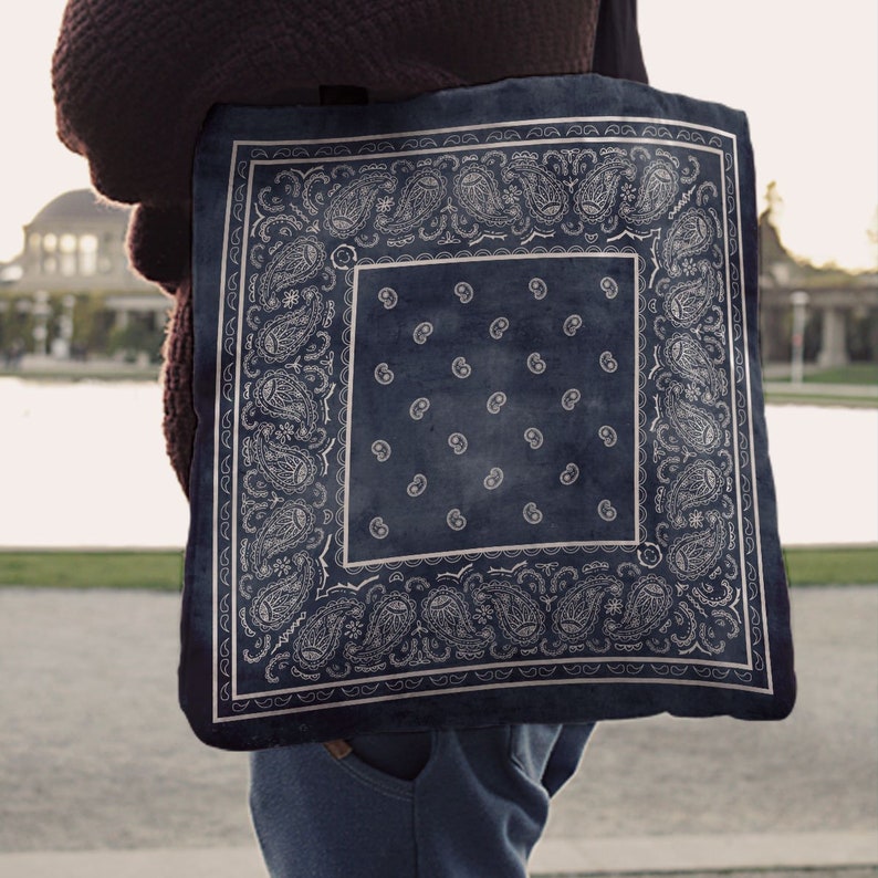 Denim Blue Bandana Tote Bag