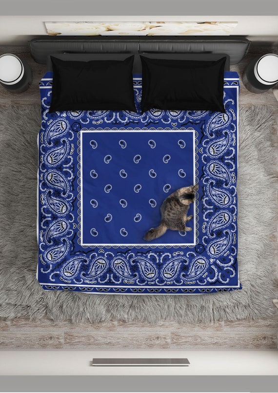 Classic Royal Blue Bandana Duvet Cover Set Etsy
