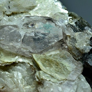 51 gm Tantalite Crystal with Morganite Tourmaline Quartz Albite on Mica Cluster