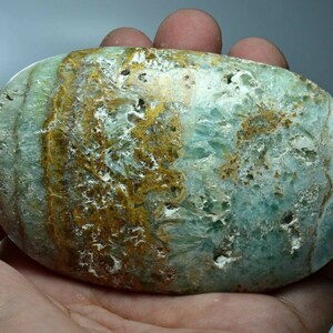 Beautiful Large Size Blue Aragonite Palm Stone 220 Gram (96 *60*26 mm)