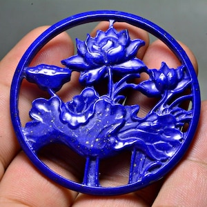 76 Carat Beautiful AAA Quality Natural Lapis Lazuli Carved / Carving Flower
