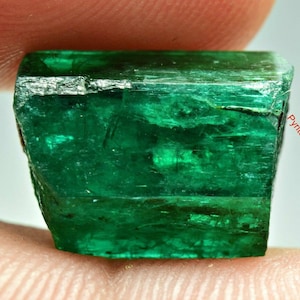 9.30 CRT Natural Vivid Green Color Semi Transparent Emerald Crystal W/ Pyrite