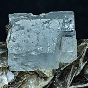 WOW Double Terminated Transparent Aquamarine Crystal On Muscovite Mica 73 Gram