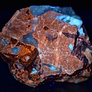 161 Gram Natural Fluorescent Sodalite Crystal Specimen Combined With Calcite