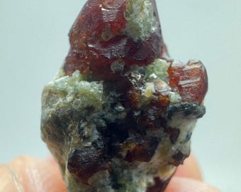 18 Carat Rare Chondrodite Top Red Crystals with Green Mica @ Badkhshan afg