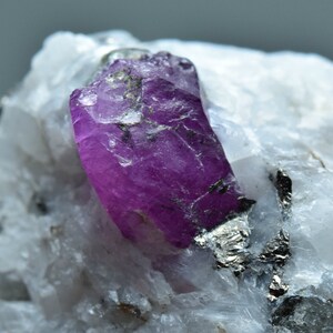 Natural Transparent Ruby Crystal With Pyrite on Matrix 52 Carat