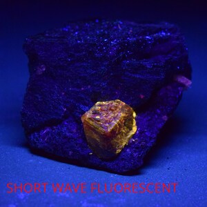 33 Gram Fluorescent Terminated Red Zircone Crystal On Matrix