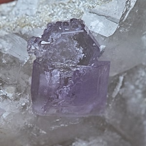 Purple Apatite Crystals On Quartz Crystal 42 Carat
