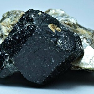 57 Carat Well Terminated Dravite Crystal Specimen W/Sapphire On Mica From Afghan
