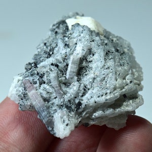 92 Carats Pink Tourmaline Crystal with Feldspar on Albite Matrix from Badakhshan