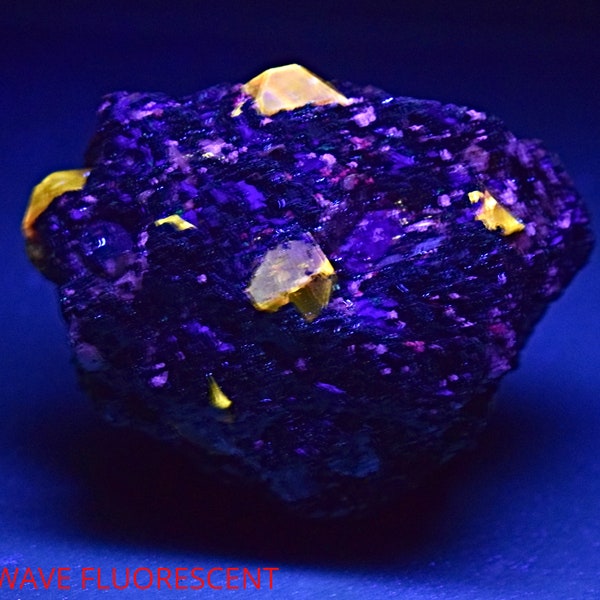 Natural Fluorescent Zircon Crystals with Black Mica On Matrix 55 Gram