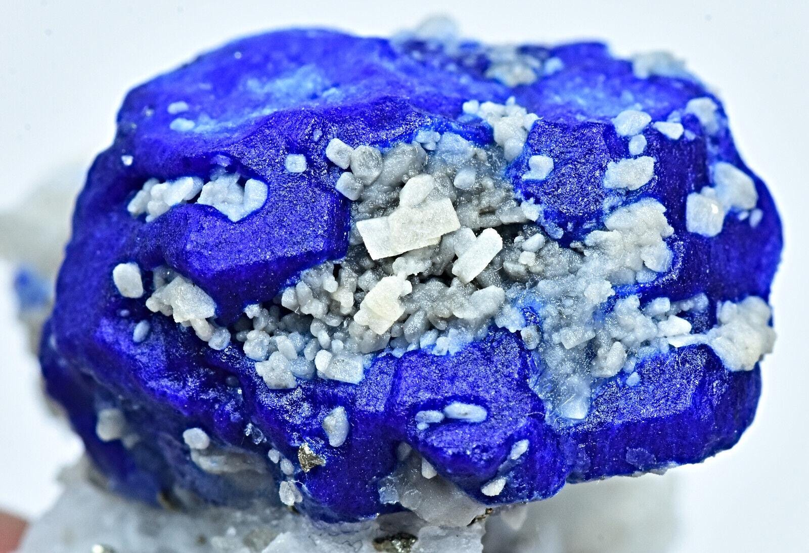 Top Natural Royal Blue Lazurite Crystal With Pyrite Onel Mica On Matrix 68 Gram