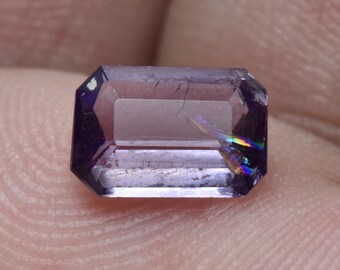 0.90 Carat Superb Quality Transparent Faceted Purple Scapolite with Dispersion