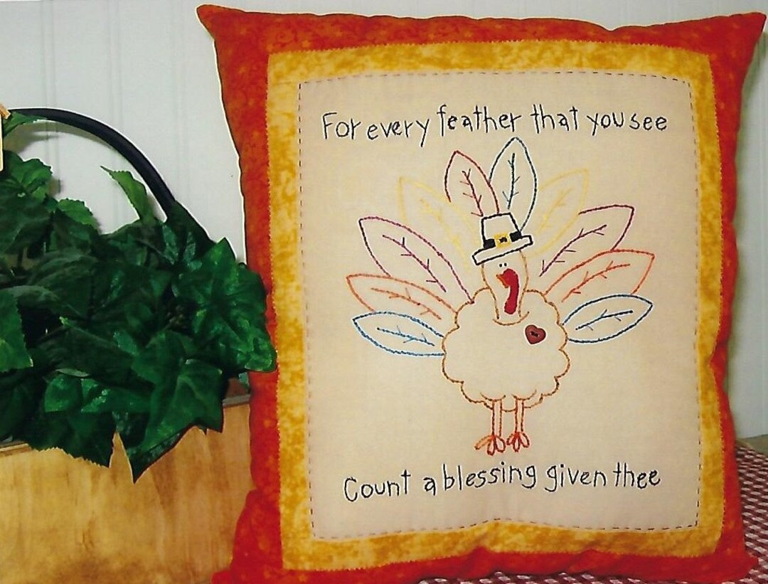 Thanksgiving Pillow Pattern Turkey feathers Count your Etsy Polska