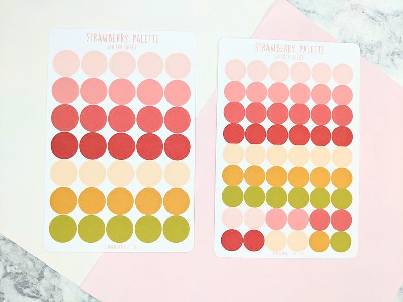 strawberry palette circle bullet journal stickers dot etsy