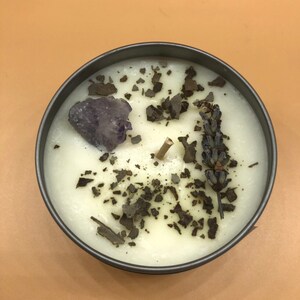 Peace Soy Candle with Amethyst, Intention Candle, Crystal Candle with Hemp Wick, Lavender Scented, 8oz