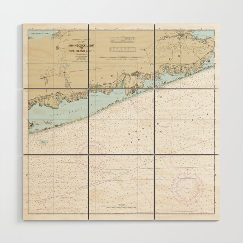 Long Island Nautical Chart Wood Wall Art Etsy