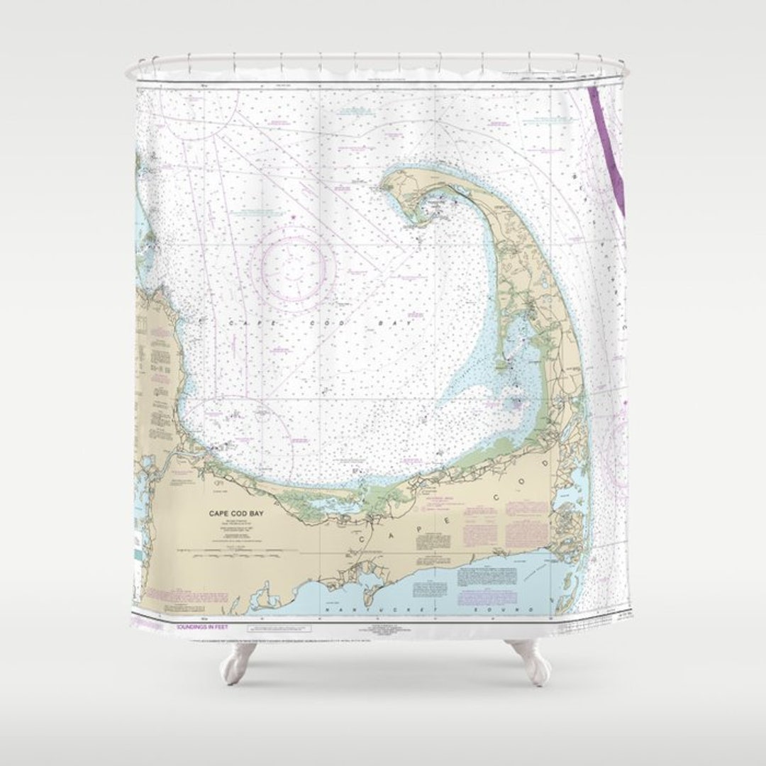 Cape Cod Nautical Chart Shower Curtain Etsy