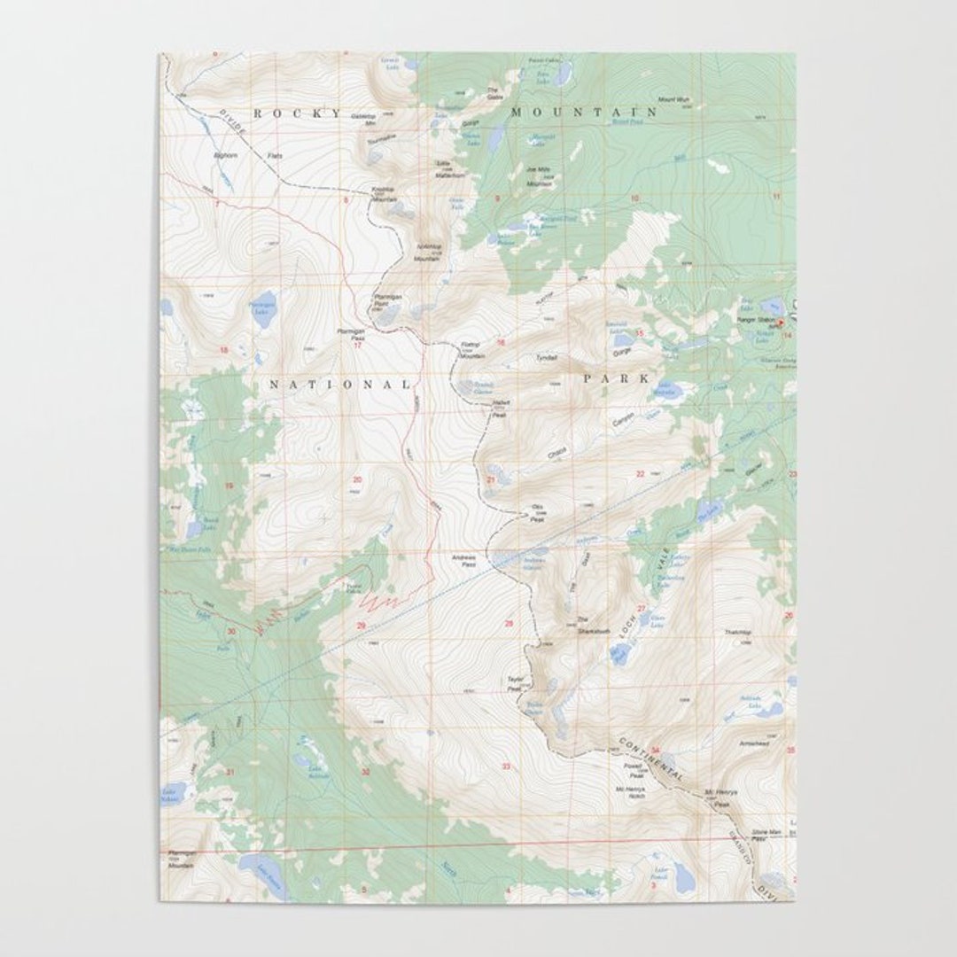 Rocky Mountain National Park Topo Map Wall Poster - Etsy Canada