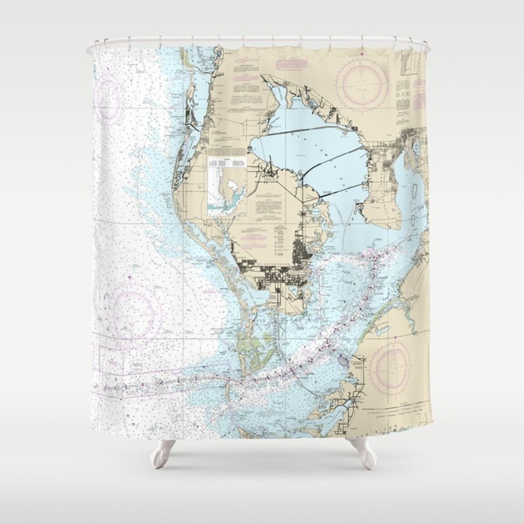 Tampa Area Nautical Chart Shower Curtain Etsy