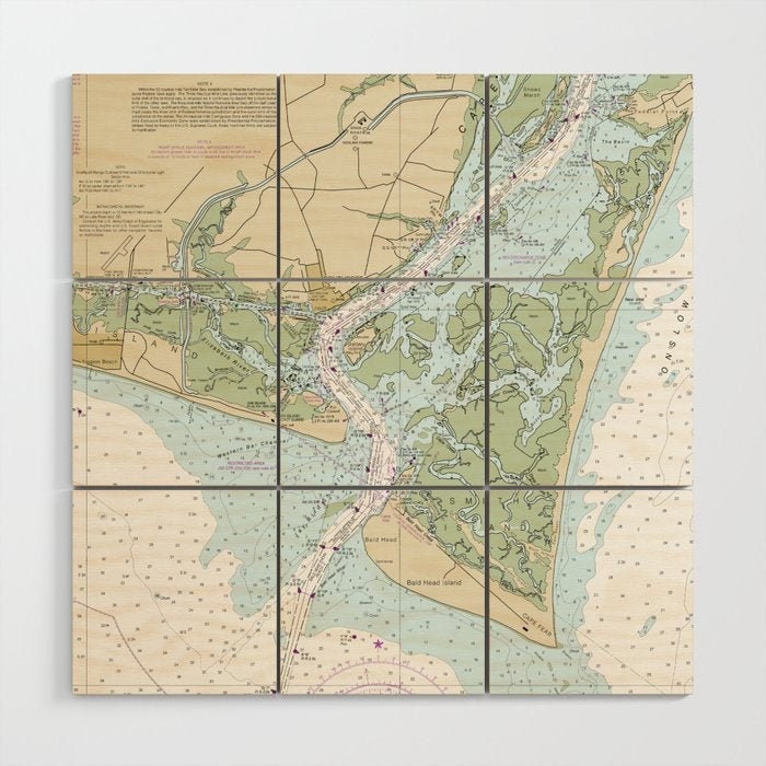 Southport North Carolina Nautical Chart Wood Wall Art Etsy