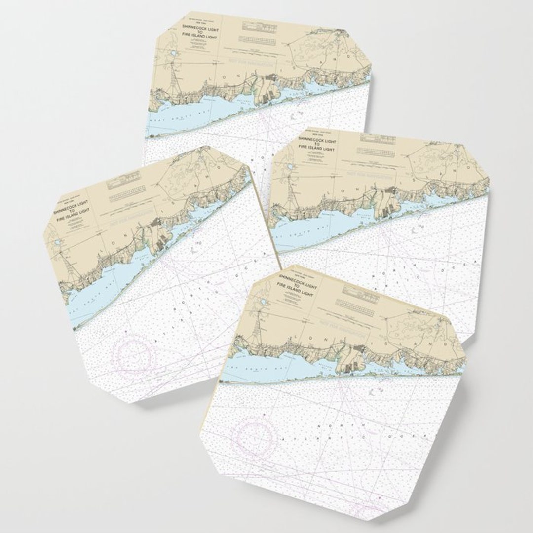 Long Island Nautical Chart Drink Coasters Etsy