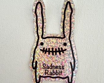 Sadness Rabbit Glitter sticker