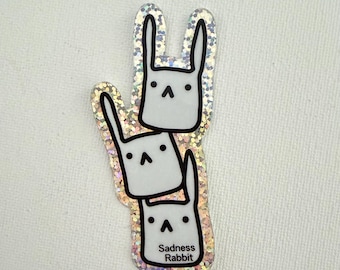Mini Sadness Rabbit Glitter sticker