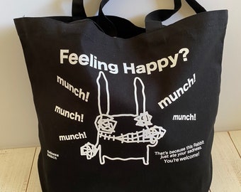 Sadness Rabbit Black Tote Bag