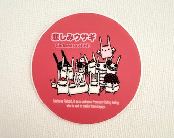 Sadness Rabbit Circle Sticker