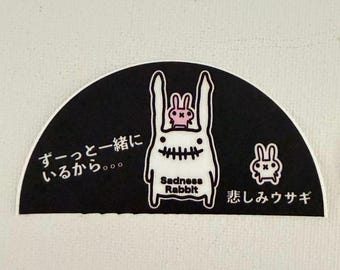 Sadness Rabbit w/ Tsuushin Black sticker
