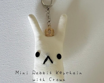 New Mini Crown Sadness rabbit White keychain