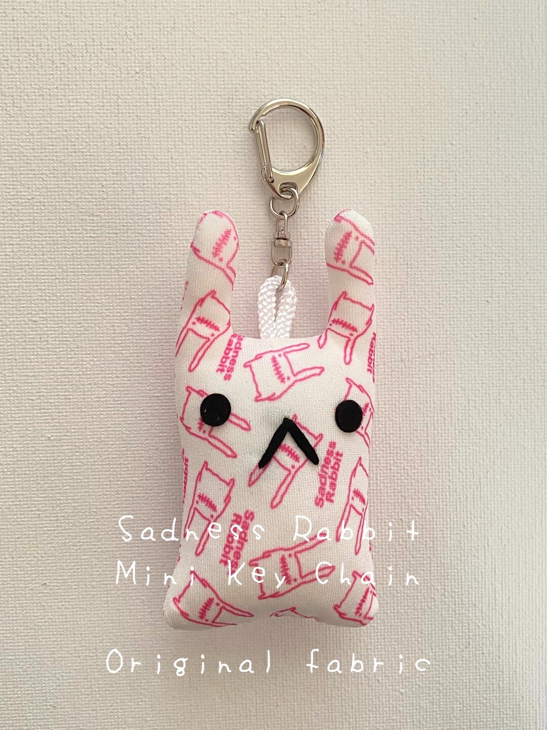 Running Rabbit Pink Keychain Original Fabric Mini Rabbit Keychain White × Pink - Etsy