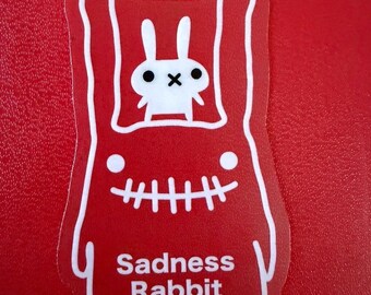 Sadness Rabbit with Tsuushin rabbit clear sticker