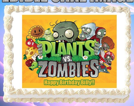 Plants Vs Zombies Cake Topper Image Topper Birthday Icing Etsy