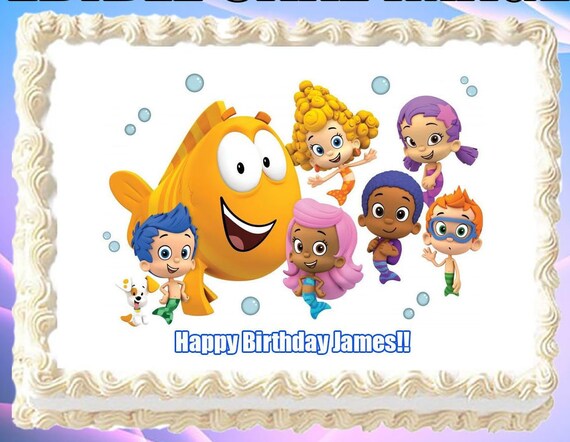 Bubble Guppies Cake Topper Image Topper Birthday Icing Cupcake Etsy