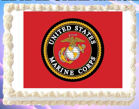Marine Corps Cake Topper Image Topper Birthday Icing Cupcake Etsy
