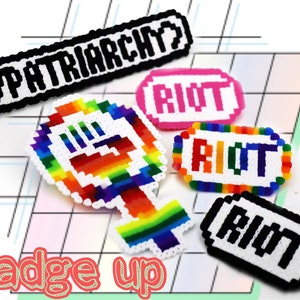 PRIDE LGBTQ Badges Customized Pins Mini Perler Hama Beads Brooch Handmade Buttons Accessories Pixel Punk