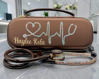 Crystal Littmann Classic III Stethoscope | Chocolate Brown, Nurse Gift, Bling Medical case