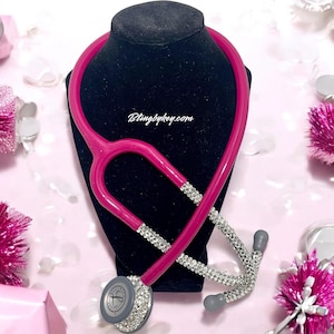 Littmann Stethoscope Bling Medical Device in Raspberry with Matching Case, Unique Healthcare Gift for Nurses, Doctors & Nursing Students