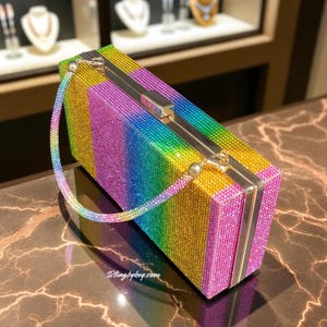 Rainbow Wristlet Bag - Trendy Bling Handbag for Night Out, Perfect Gift for Fashionistas & Accessory Lovers