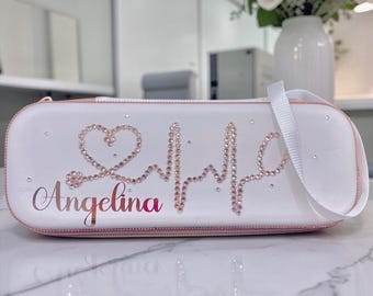 Personalized Bling Stethoscope Case: Rose Pink Crystal Keepsake Organizer