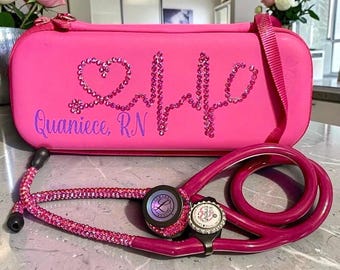 Cotton Candy Bling Stethoscope Bundle | Pink Rhinestone Nurse Gift with Case
