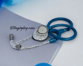Peaceful Paradise | Clear Ice Rhinestone Stethoscope | Caribbean Blue | Littmann | MDF | Elegant Exclusive Medical Bling
