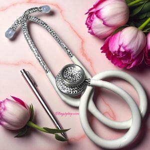 White Stethoscope with Rhinestones – MDF MD One | Custom Nurse Gift  Matching Case | BlingByKey Medical Accessories
