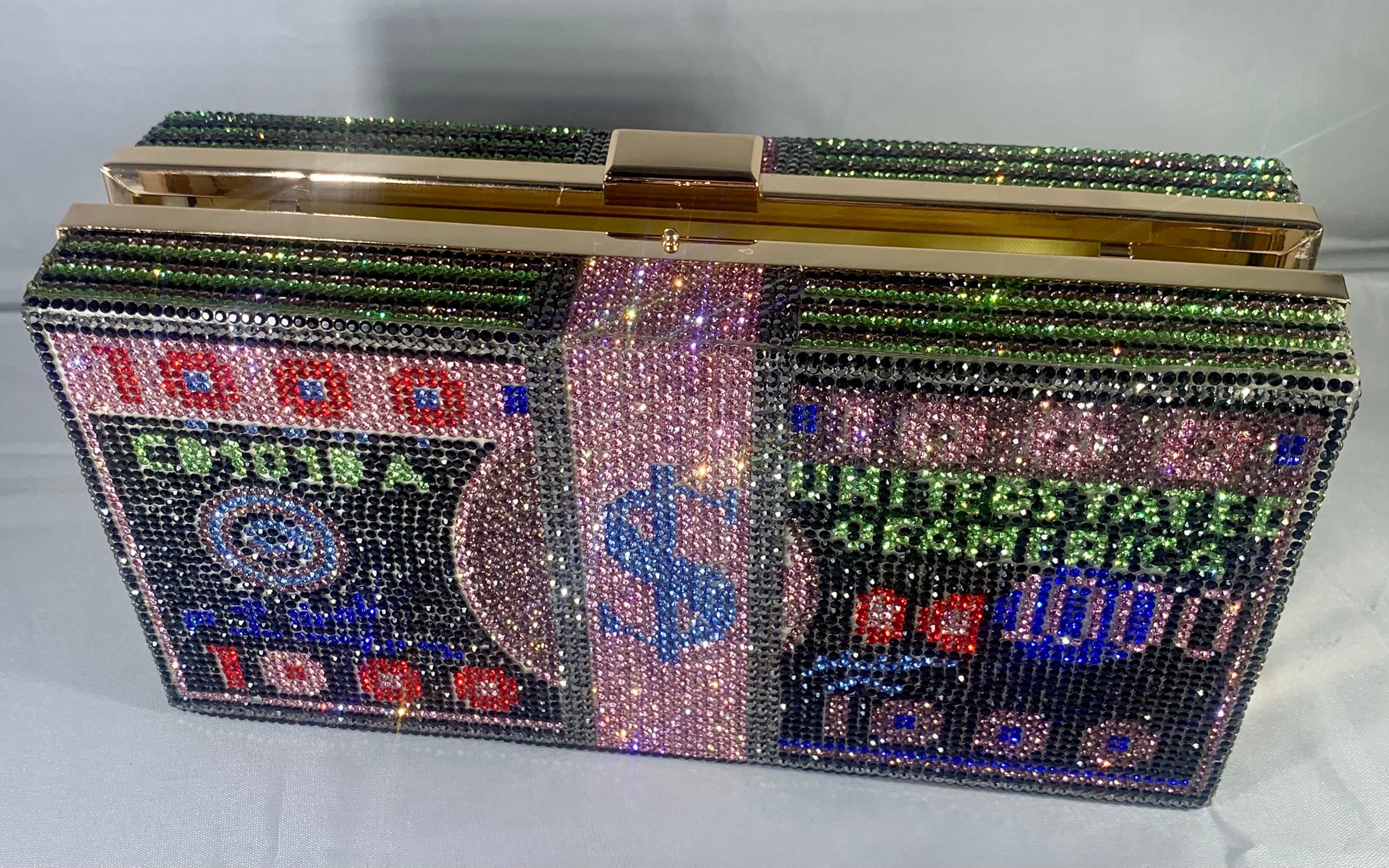 Rhinestone Money Bag Clutch Etsy