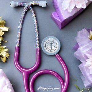 Schillerndes Strass Bling Stethoskop mit personalisierter Lavendelhülle - Krankenschwester Geschenk