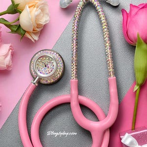 Self Love Bling Stethoscope & Case Bundle by BlingByKey • Custom Pink Nurse Gift • Rhinestone Littmann or MDF