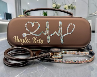 Crystal Littmann Classic III Stethoscope | Chocolate Brown, Nurse Gift, Bling Medical case
