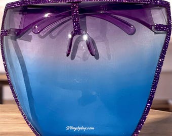 Personalized Sparkle Face Shield - Chic Rhinestone Protection, Standout Safety Gear, Gift for Style Enthusiasts